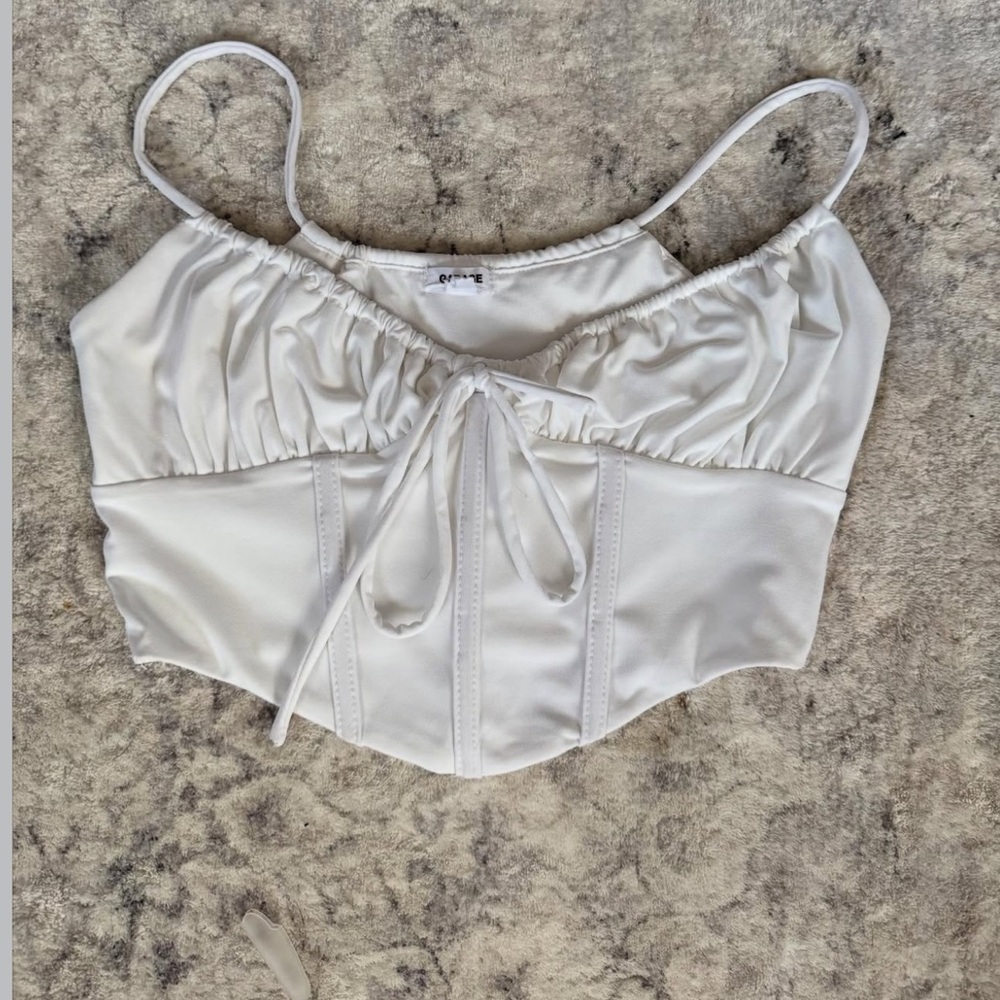 Garage White Corset Crop Top